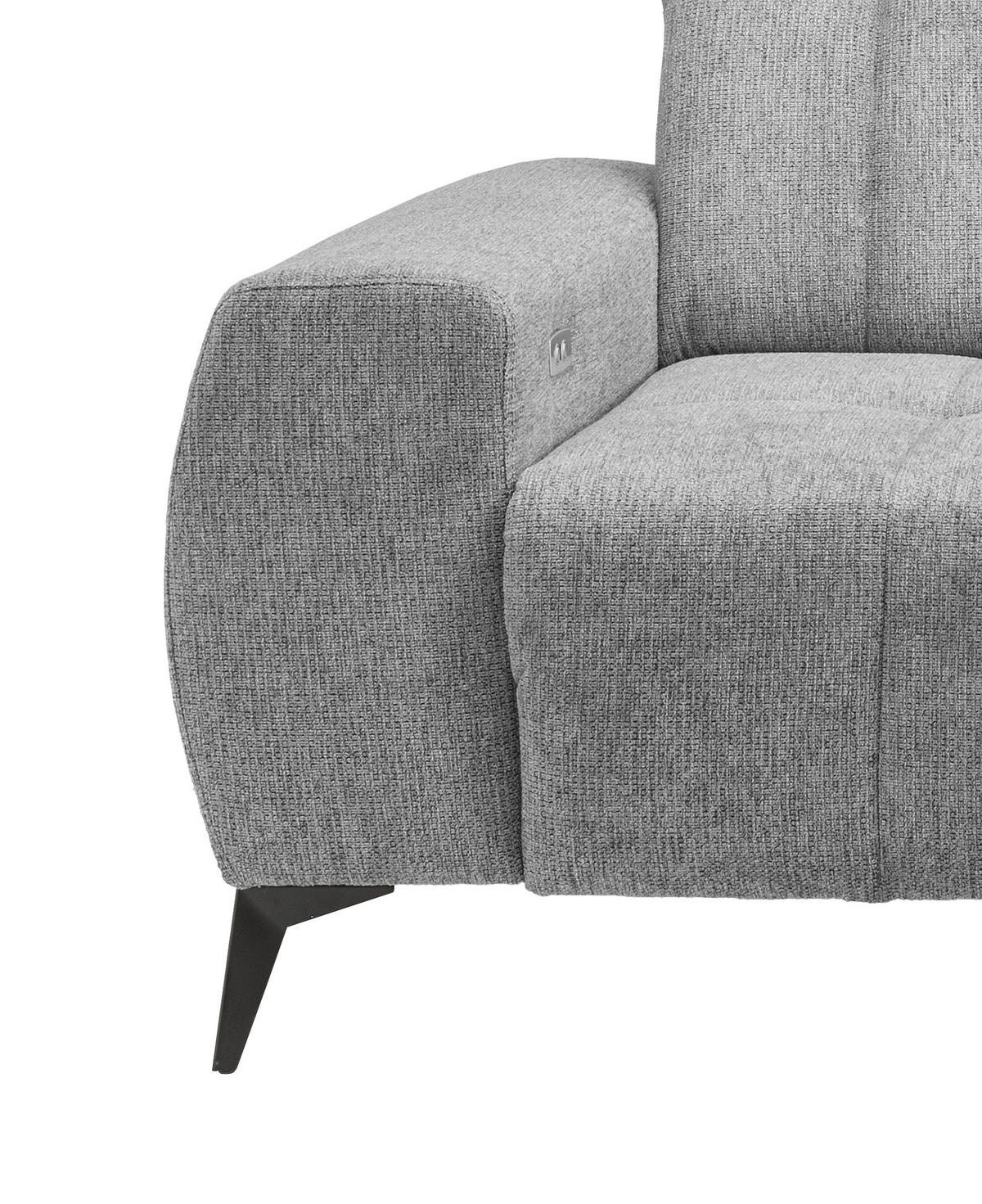 ECKSOFA in Chenille Silberfarben  - Silberfarben/Schwarz, Modern, Textil/Metall (261/200cm) - Livetastic