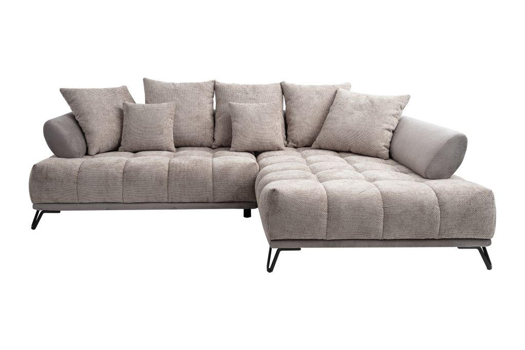 HÖRNSOFFA i chenille taupe  - svart/taupe, Modern, metall/textil (262/184cm) - MID.YOU