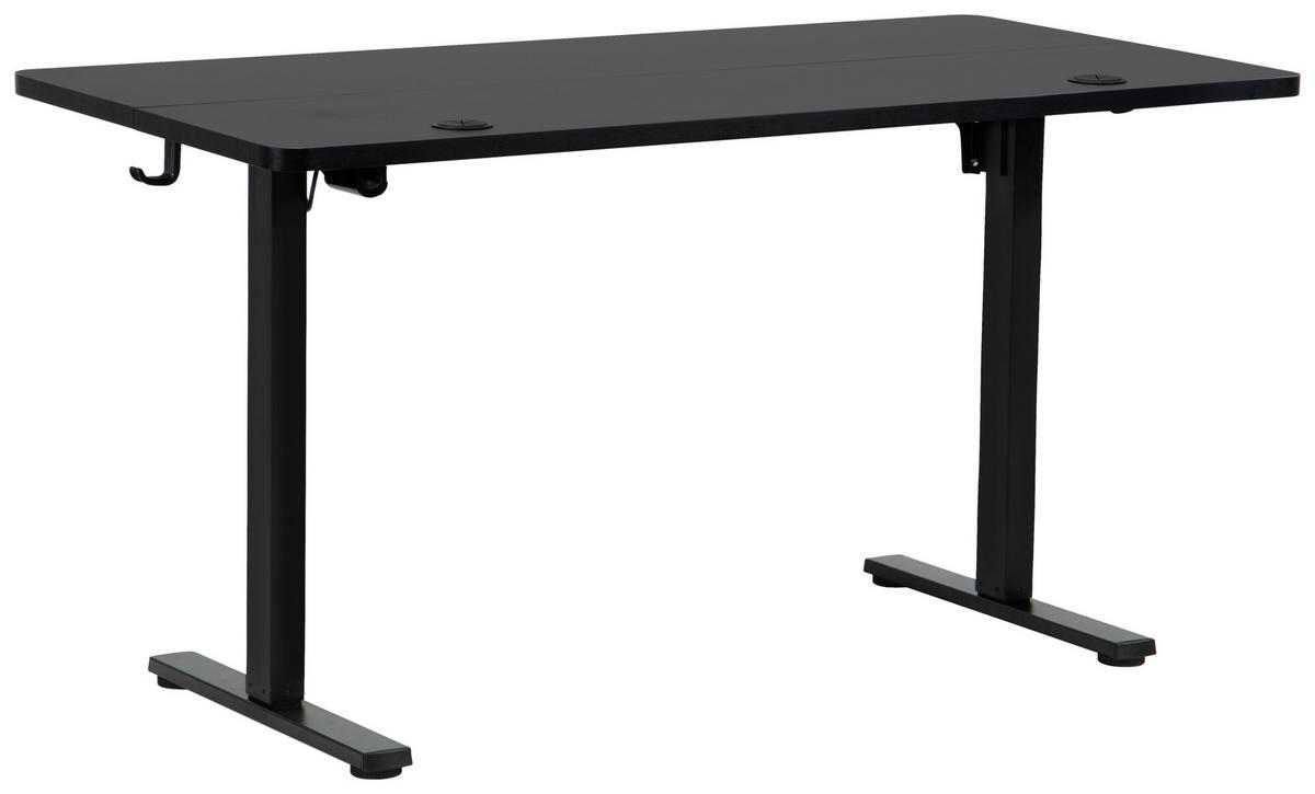 SCHREIBTISCH 140/70/72/118 cm Schwarz elektrisch höhenverstellbar  - Schwarz, MODERN, Holzwerkstoff/Metall (140/70/72/118cm) - Livetastic
