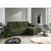 ECKSCHLAFSOFA  mit Rücken echt Struktur Dunkelgrün  - Dunkelgrün/Schwarz, KONVENTIONELL, Textil/Metall (237/143cm) - Livetastic