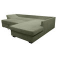 ECKSOFA in Cord Olivgrün  - Salbeigrün/Schwarz, KONVENTIONELL, Holz/Textil (298/202cm) - Carryhome