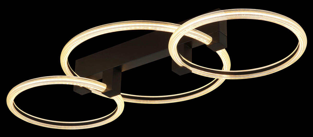 LED-DECKENLEUCHTE Fletcher 76,1/38/11,5 cm  - Transparent/Schwarz, Design, Kunststoff/Metall (76,1/38/11,5cm) - Globo