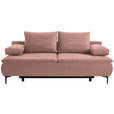 BOXSPRINGSOFA Flachgewebe Rosa Rückenkissen, Armlehnenkissen, Bettkasten  - Schwarz/Rosa, KONVENTIONELL, Textil/Metall (204/93/100cm) - Novel