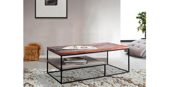 COUCHTISCH Akazie, Recyclingholz massiv 120/60/45 cm rechteckig Grau, Hellbraun - Hellbraun/Schwarz, Design, Holz/Stein (120/60/45cm) - Carryhome