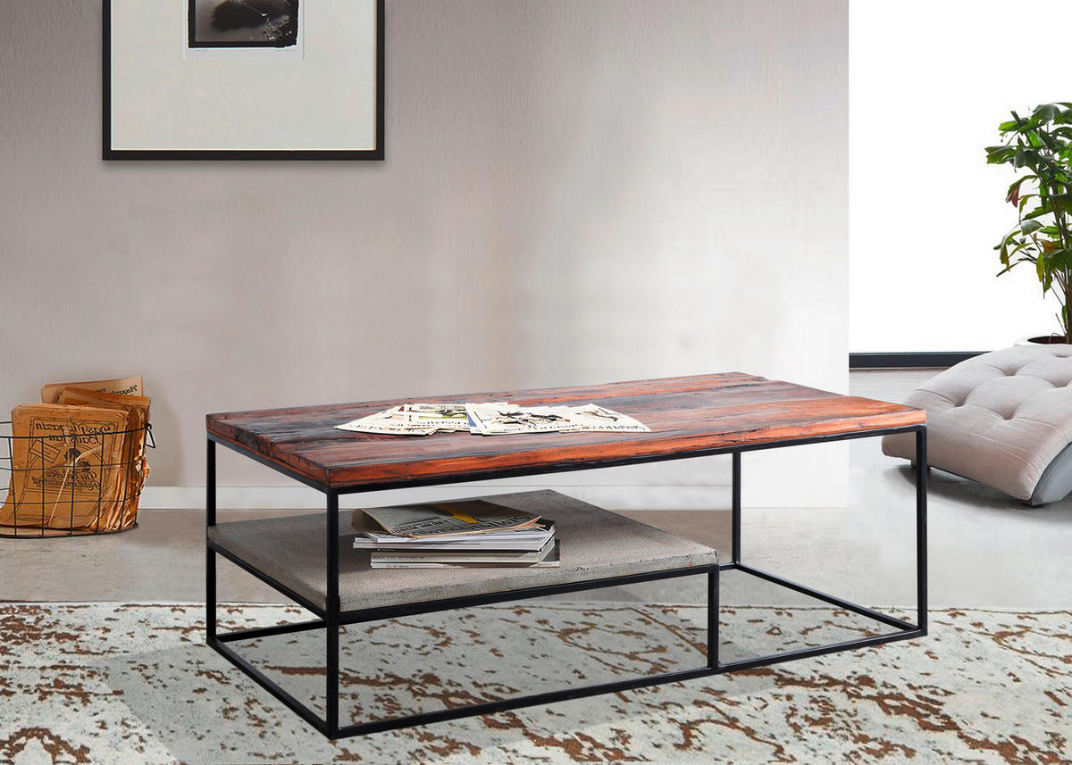 SOFFBORD i trä, sten 120/60/45 cm  - ljusbrun/svart, Design, metall/trä (120/60/45cm) - Carryhome