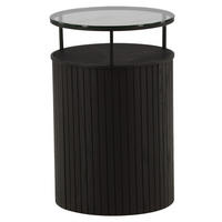 BEISTELLTISCH in Holz, Glas 37/37/58 cm  - Schwarz, Design, Glas/Holz (37/37/58cm) - Livetastic