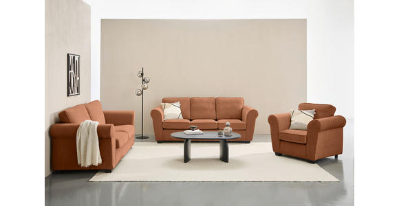 3-SITZER-SOFA  in Chenille Rostfarben  - Rostfarben/Schwarz, KONVENTIONELL, Kunststoff/Textil (226/88/86cm) - Carryhome