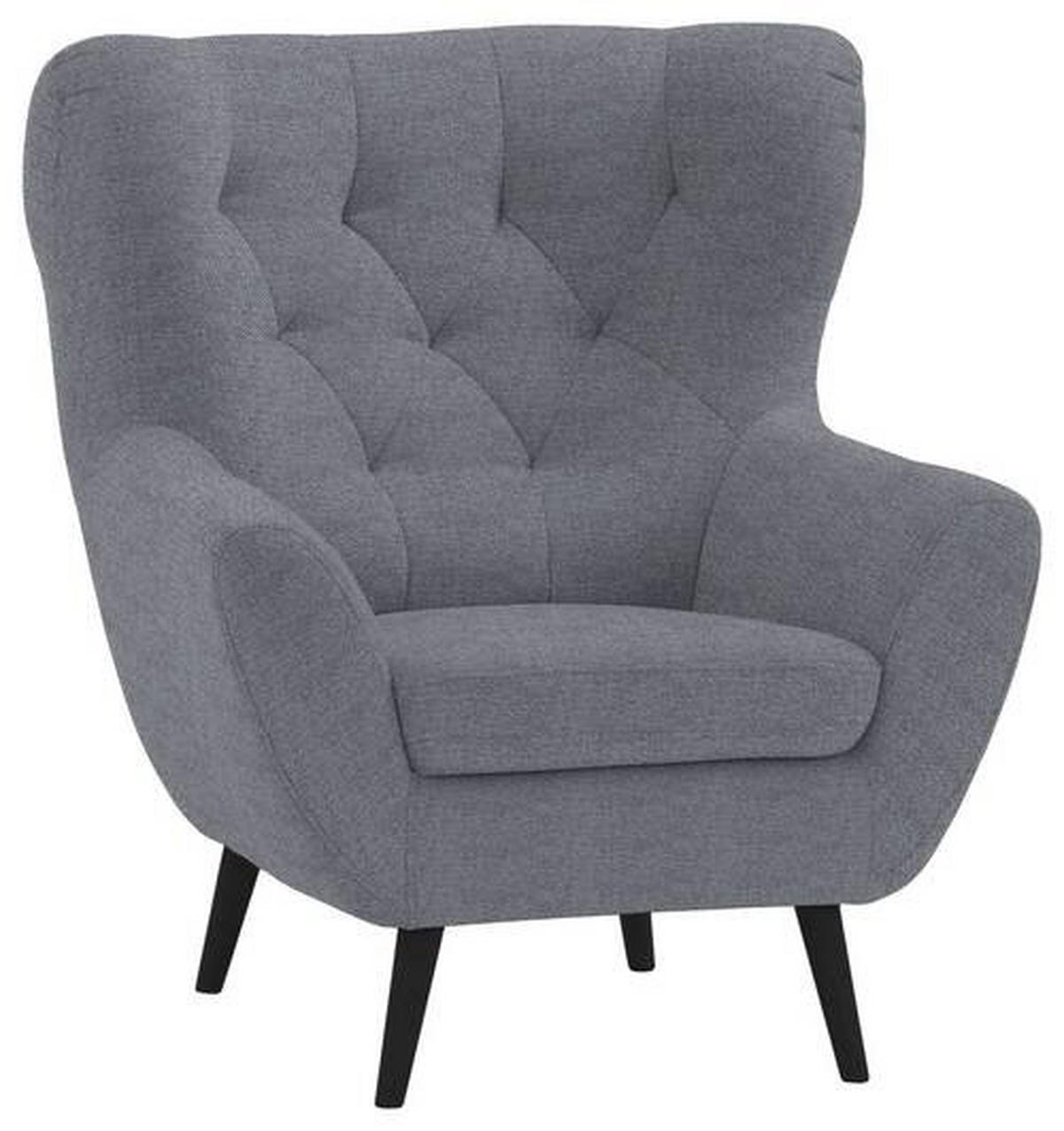 SESSEL in Mikrofaser Grau  - Anthrazit/Schwarz, Design, Holz/Textil (87/101/95cm) - Stylife