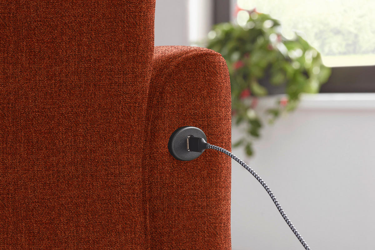 ECKSOFA in Flachgewebe Rostfarben  - Rostfarben/Schwarz, Design, Textil/Metall (191/252cm) - Dieter Knoll