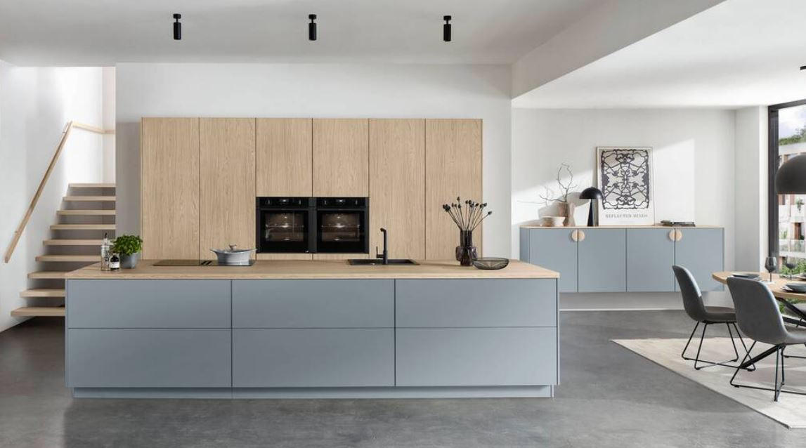 BEÉPÍTHETŐ KONYHA - világoskék, Design, faalapú anyag - Celina