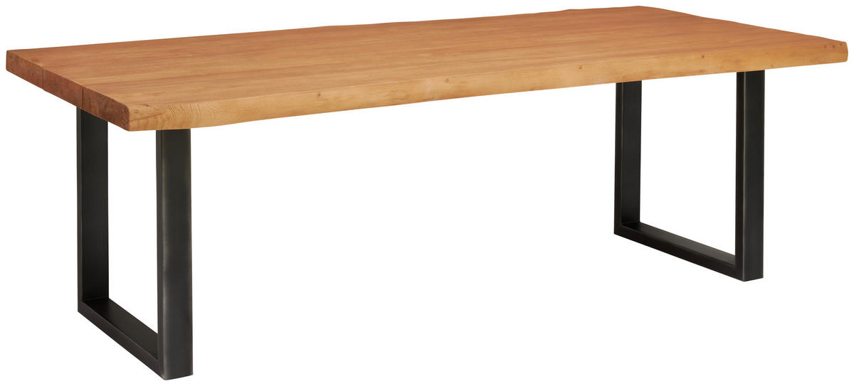 VRTNA MIZA les, kovina barva tikovine  - barva tikovine/črna, Natur, kovina/les (220/90/75cm) - Ambia Garden