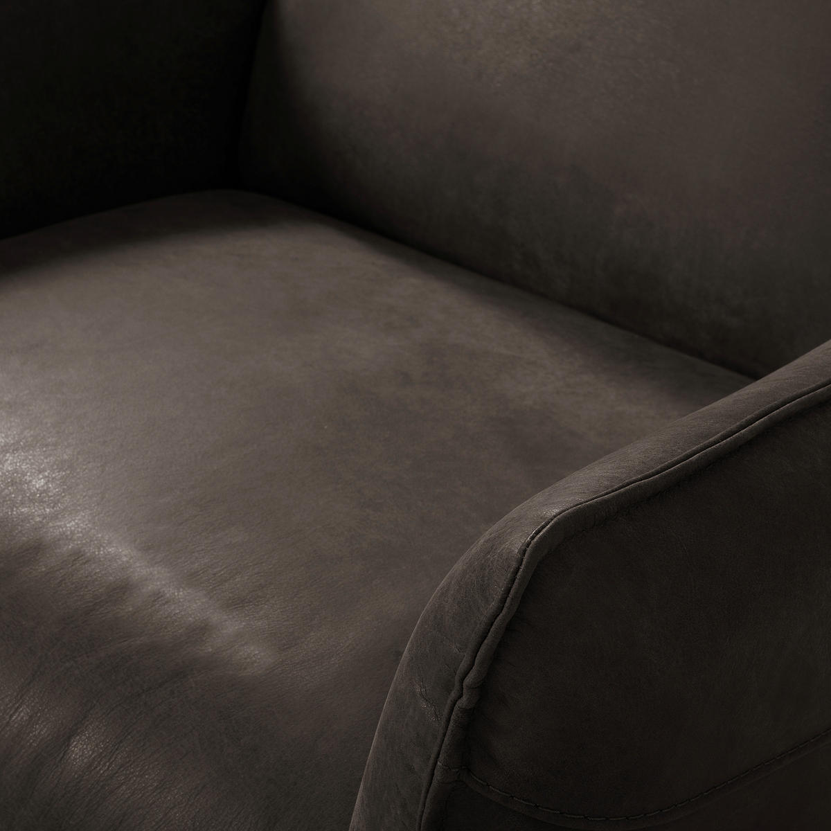 RELAXSESSEL Leder Dunkelgrau  - Dunkelgrau/Schwarz, Design, Leder/Metall (77/107/88cm) - Livetastic