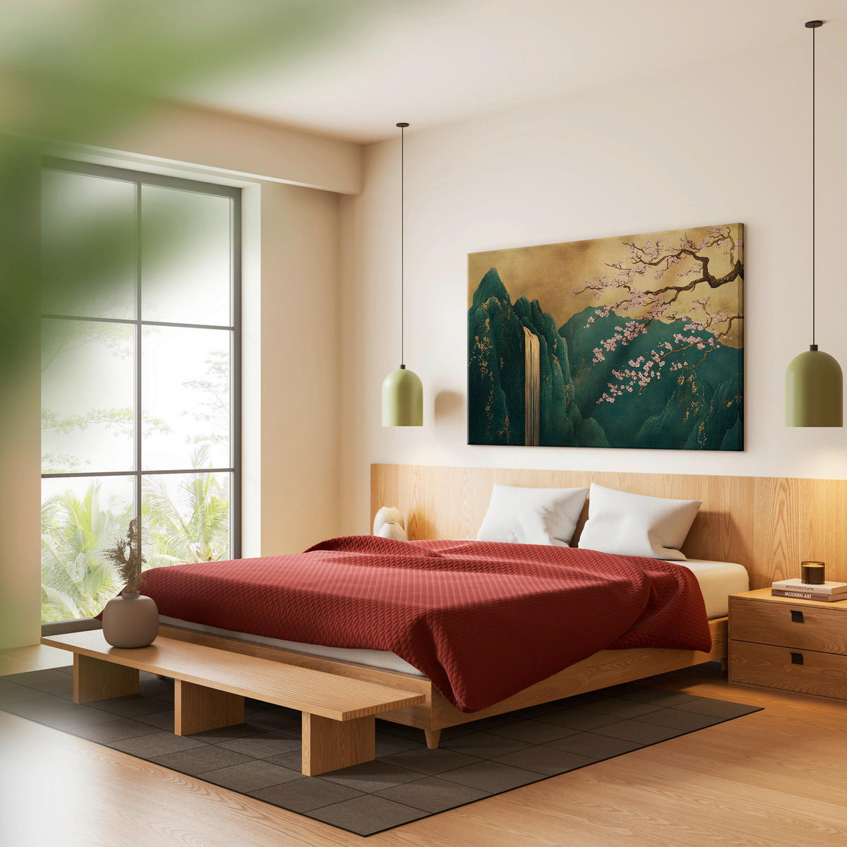 LEINWANDBILD orientalisch 70/100 cm  - Dunkelgrün/Pink, Basics, Holz/Textil (70/100cm)