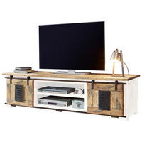 LOWBOARD  in 180/50/55 cm  - Schwarz/Braun, KONVENTIONELL, Holz/Metall (180/50/55cm) - Livetastic