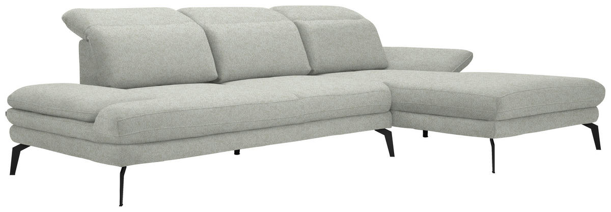 ECKSOFA in Webstoff Creme  - Creme/Schwarz, Design, Textil/Metall (289/180cm) - Stylife