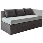 BOXSPRINGBETT 100/200 cm  in Hellgrau, Dunkelgrau  - Dunkelgrau/Hellgrau, KONVENTIONELL, Holz/Holzwerkstoff (100/200cm) - Xora
