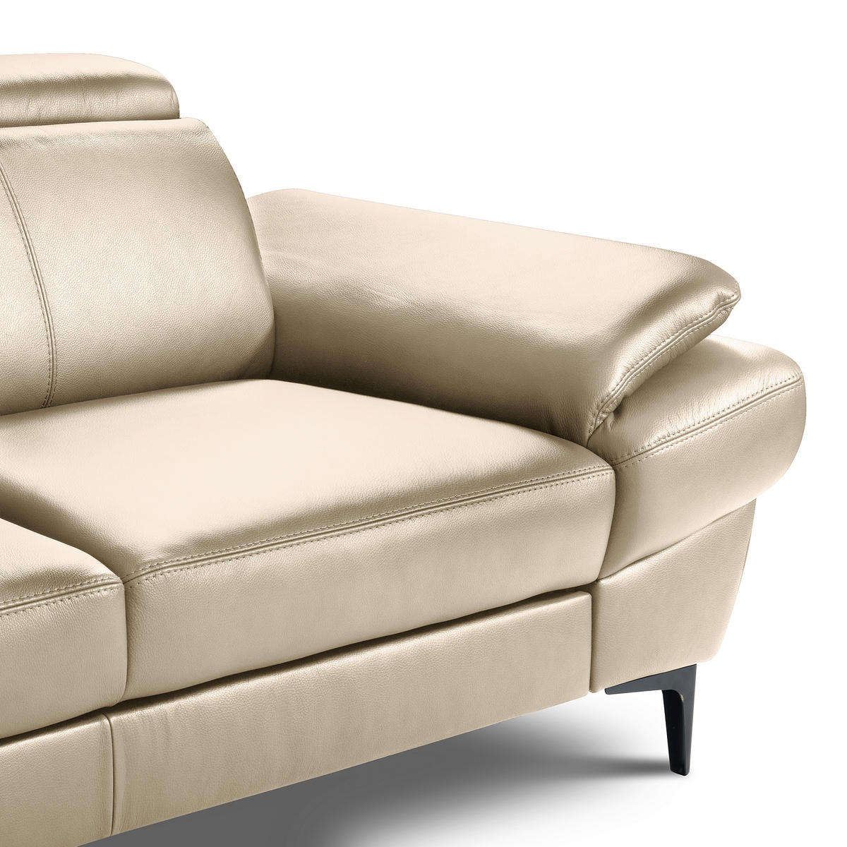 ECKSOFA Grau Echtleder Lederlook Bettkasten, Schlaffunktion, Rücken echt, Armteilverstellung, Kopfteilverstellung  - Schwarz/Grau, Design, Leder/Textil (211/264cm) - Livetastic