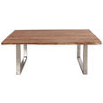 COUCHTISCH Akazie Hartholz 118/70/45 cm Akaziefarben, Edelstahlfarben  - Edelstahlfarben/Akaziefarben, Natur, Holz/Metall (118/70/45cm) - Landscape