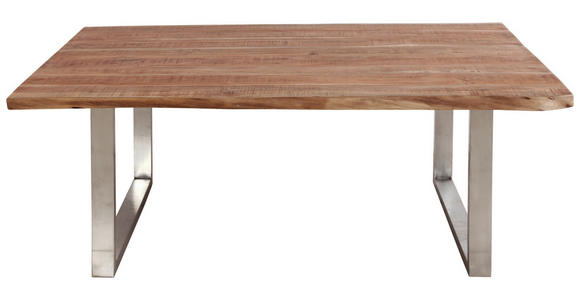 COUCHTISCH Akazie Hartholz 118/70/45 cm Akaziefarben, Edelstahlfarben  - Edelstahlfarben/Akaziefarben, Natur, Holz/Metall (118/70/45cm) - Landscape