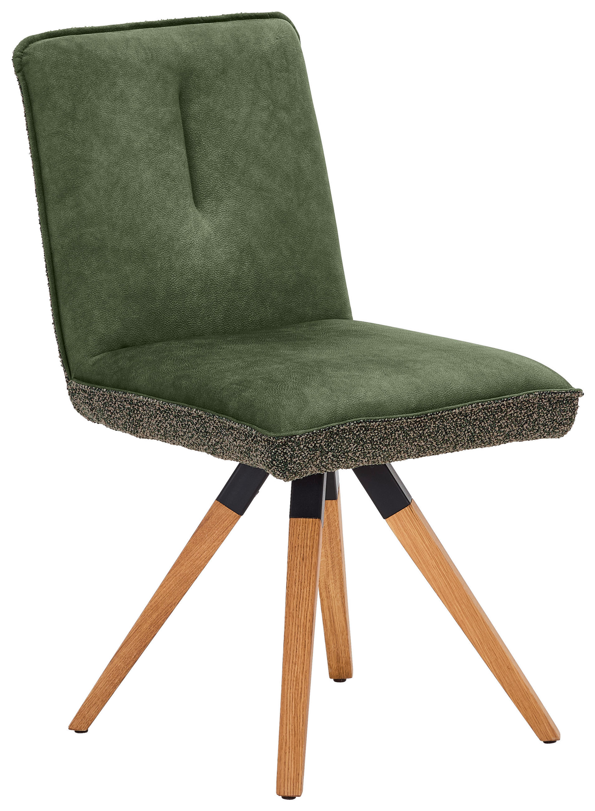 STUHL  Sitzfläche 360° drehbar, automatische Rückholfunktion, Stoff-/Lederauswahl Lederlook  Grün, Dunkelgrau  - Dunkelgrau/Grün, KONVENTIONELL, Holz/Textil (47/88/60cm) - Venda