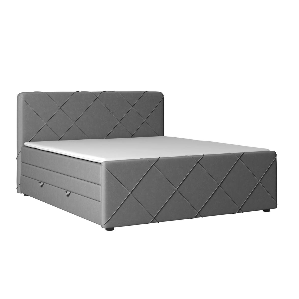 BOXSPRINGBETT 180/200 cm  in Hellgrau  - Hellgrau/Schwarz, Modern, Karton/Holz (180/200cm) - MID.YOU