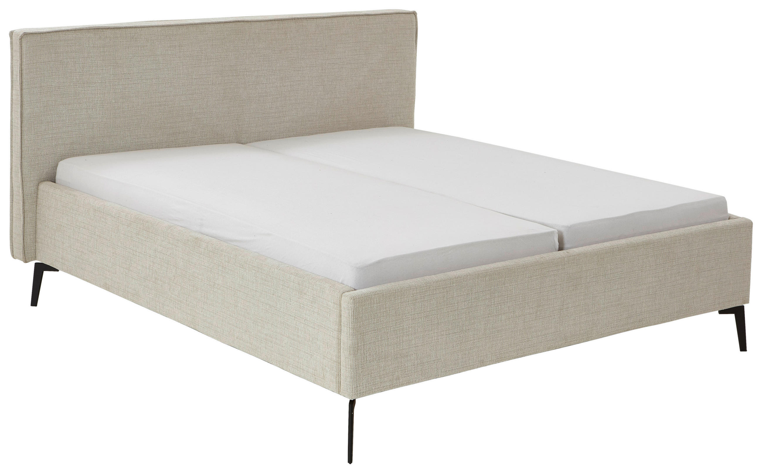 POLSTERBETT Lattenrost, Bettkasten 160/200 cm  in Greige  - Greige/Birkefarben, Design, Holz/Textil (160/200cm) - home24