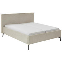 POLSTERBETT 180/200 cm  in Greige  - Greige/Birkefarben, Design, Holz/Textil (180/200cm) - home24