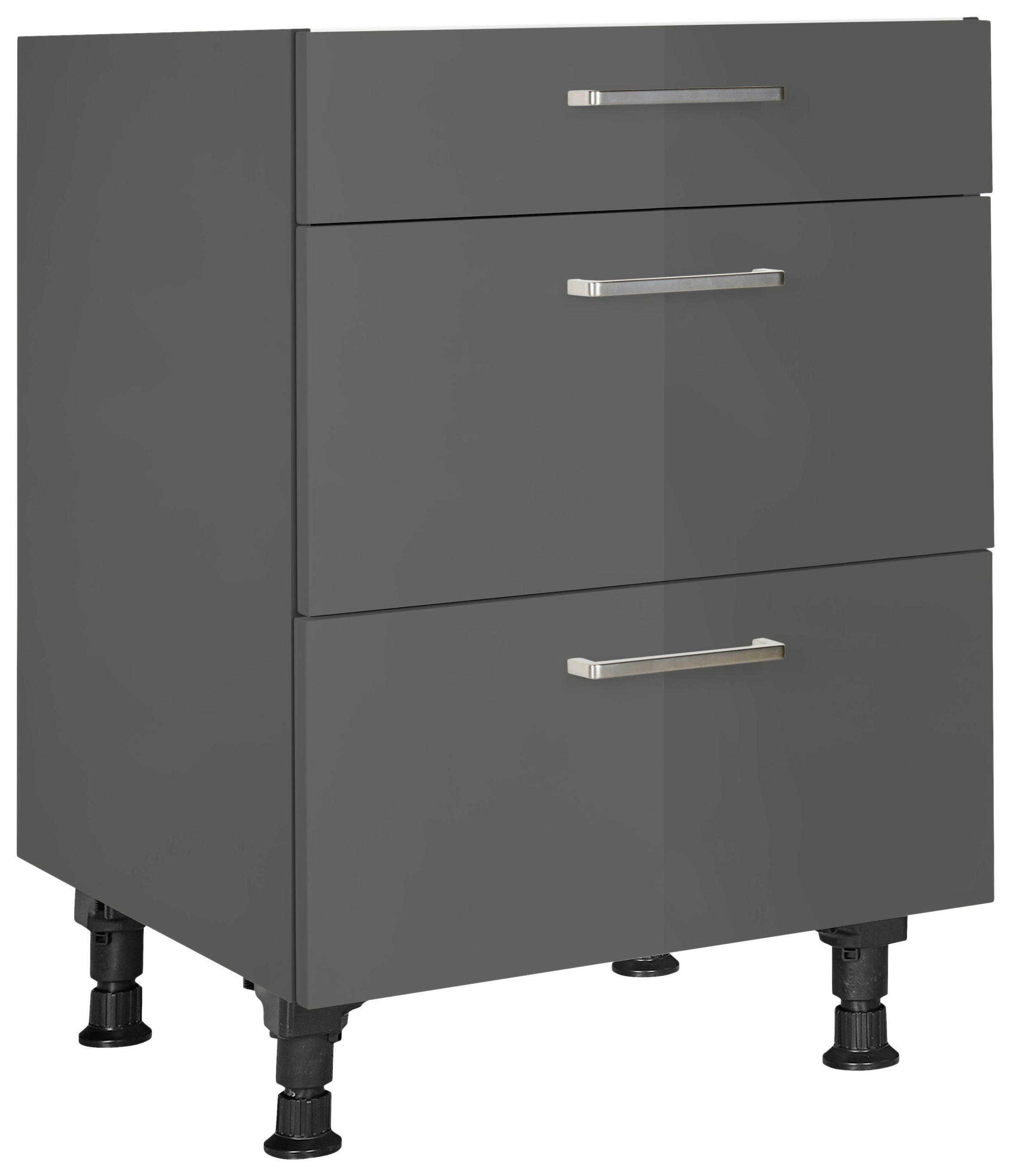 SCHUBKASTENUNTERSCHRANK 60/87/56 cm in Schieferfarben - Schieferfarben/Edelstahlfarben, MODERN, Holzwerkstoff/Metall (60/87/56cm) - Nobilia