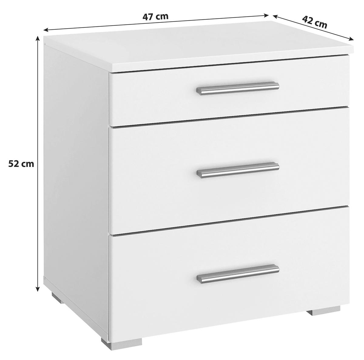 NACHTKÄSTCHEN 47/52/42 cm  in Weiß  - Alufarben/Weiß, KONVENTIONELL, Holzwerkstoff/Kunststoff (47/52/42cm) - Rauch Möbel