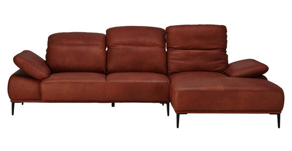 WOHNLANDSCHAFT in Leder Braun - Schwarz/Braun, Natur, Leder/Metall (288/182cm) - Valnatura