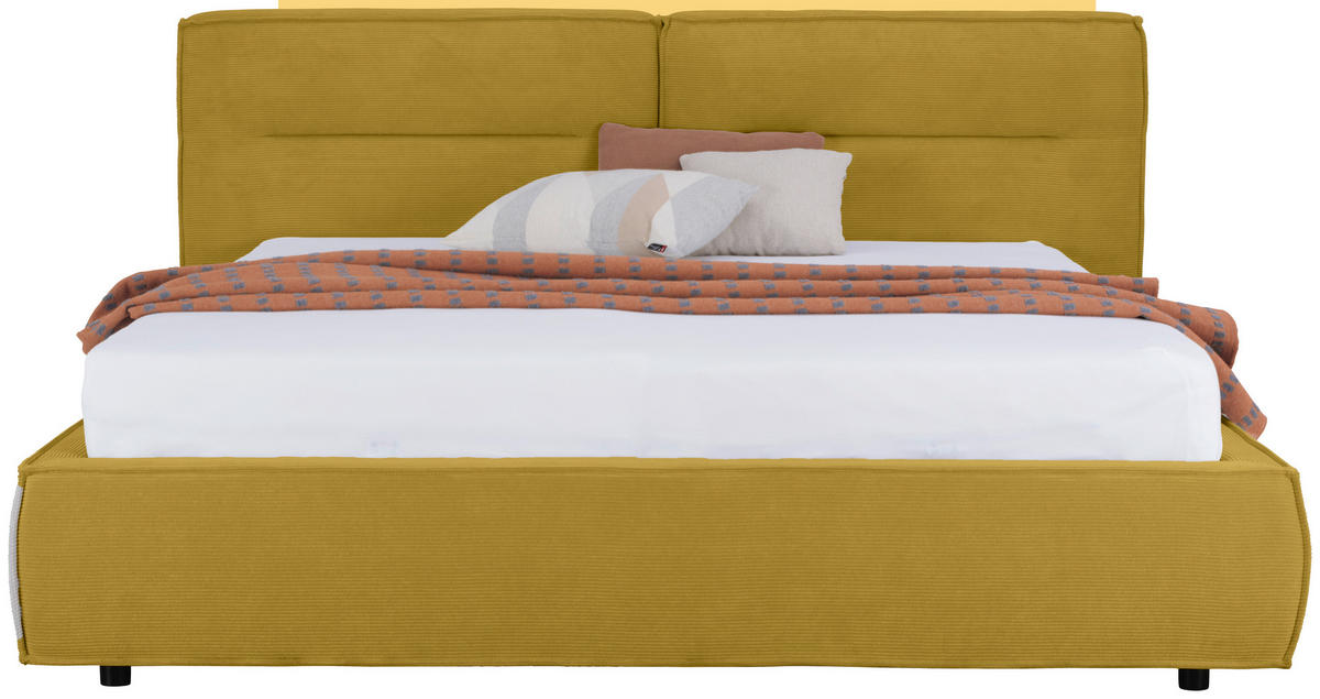 POLSTERBETT 180/200 cm  in Currygelb  - Currygelb/Schwarz, Design, Kunststoff/Textil (180/200cm) - Lomoco