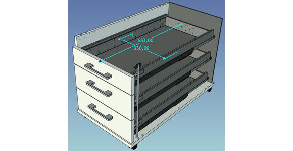 ROLLCONTAINER Grau, Eichefarben, Alufarben  - Eichefarben/Alufarben, KONVENTIONELL, Holzwerkstoff/Metall (42,7/54,4/80cm) - Moderano