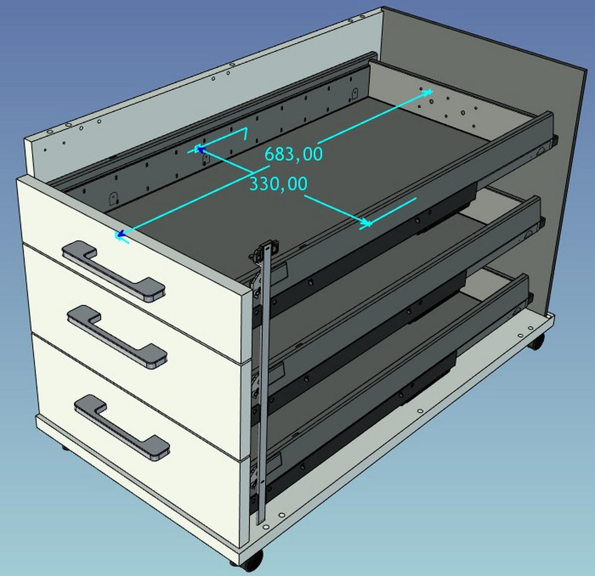 ROLLCONTAINER Grau, Eichefarben, Alufarben  - Eichefarben/Alufarben, KONVENTIONELL, Holzwerkstoff/Metall (42,7/54,4/80cm) - Moderano