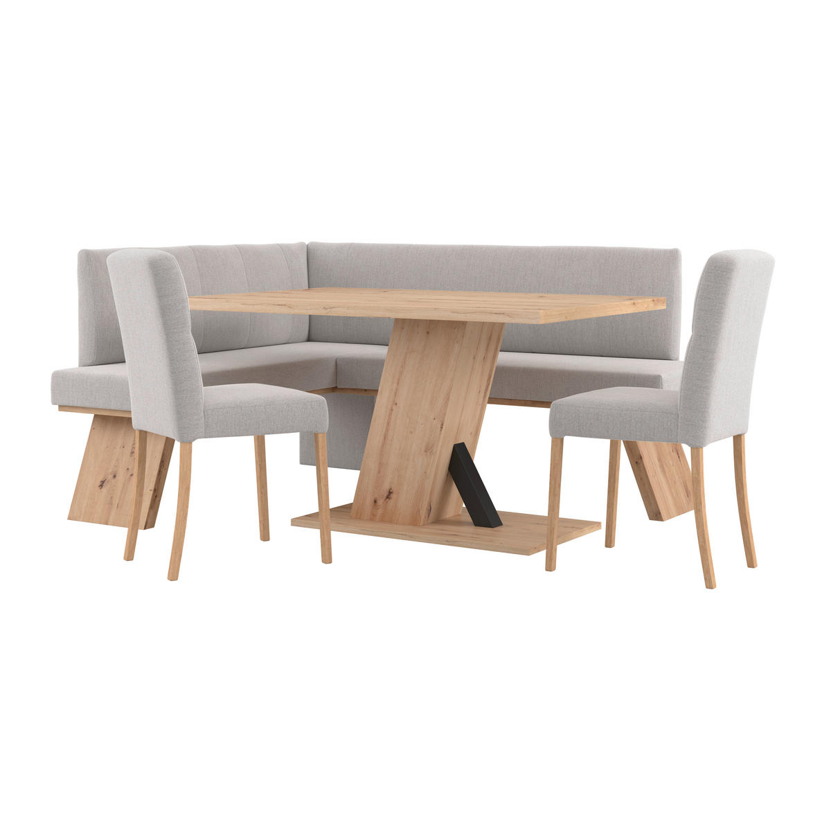 ECKBANK 150/185 cm Webstoff Hellgrau   - Eichefarben/Hellgrau, KONVENTIONELL, Textil (150/185cm) - Livetastic