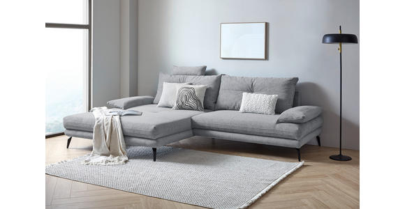 ECKSOFA Dunkelgrau Flachgewebe  - Dunkelgrau/Schwarz, Design, Textil/Metall (176/294cm) - Carryhome