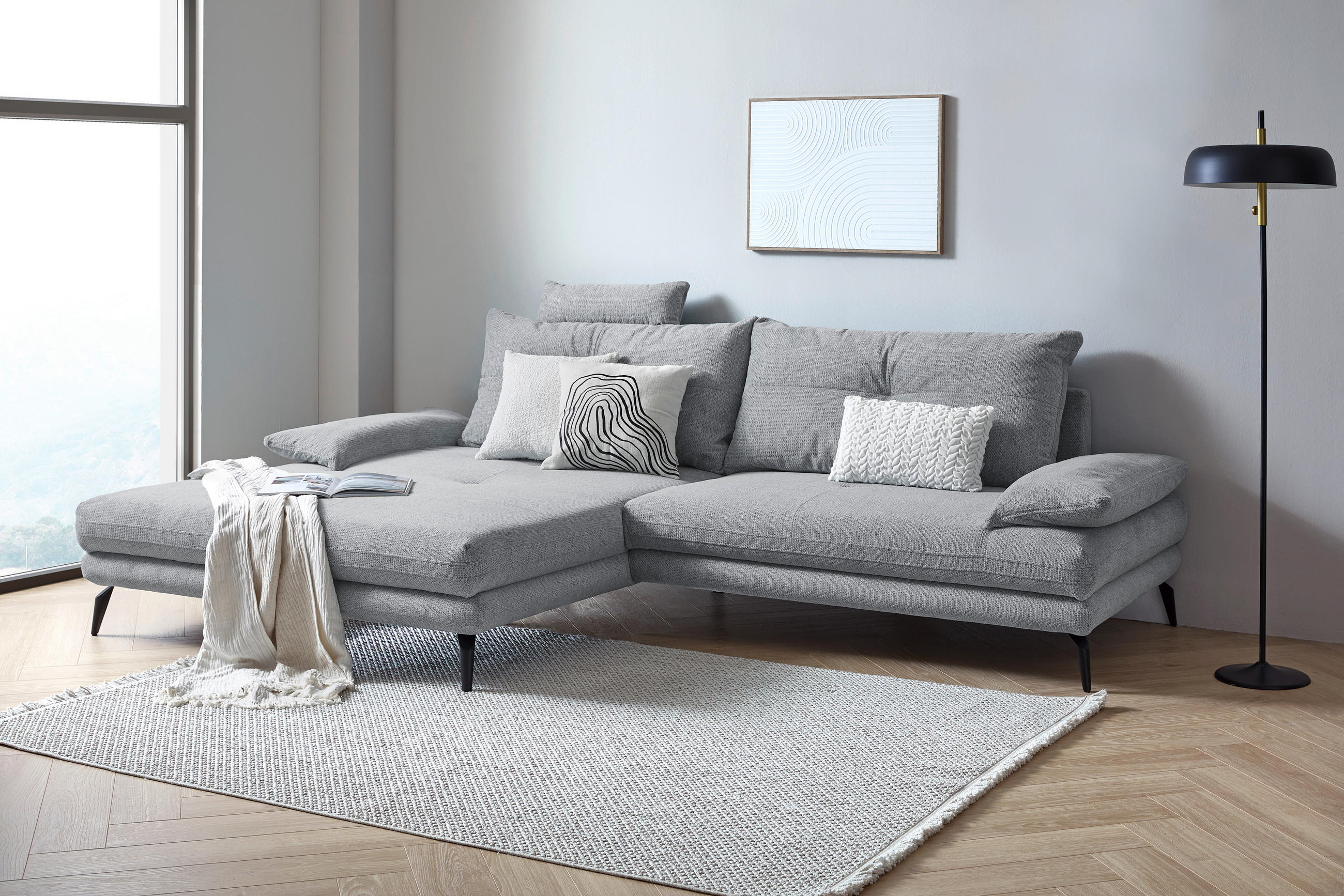 HÖRNSOFFA i flatväv mörkgrå  - mörkgrå/svart, Design, metall/textil (176/294cm) - MID.YOU