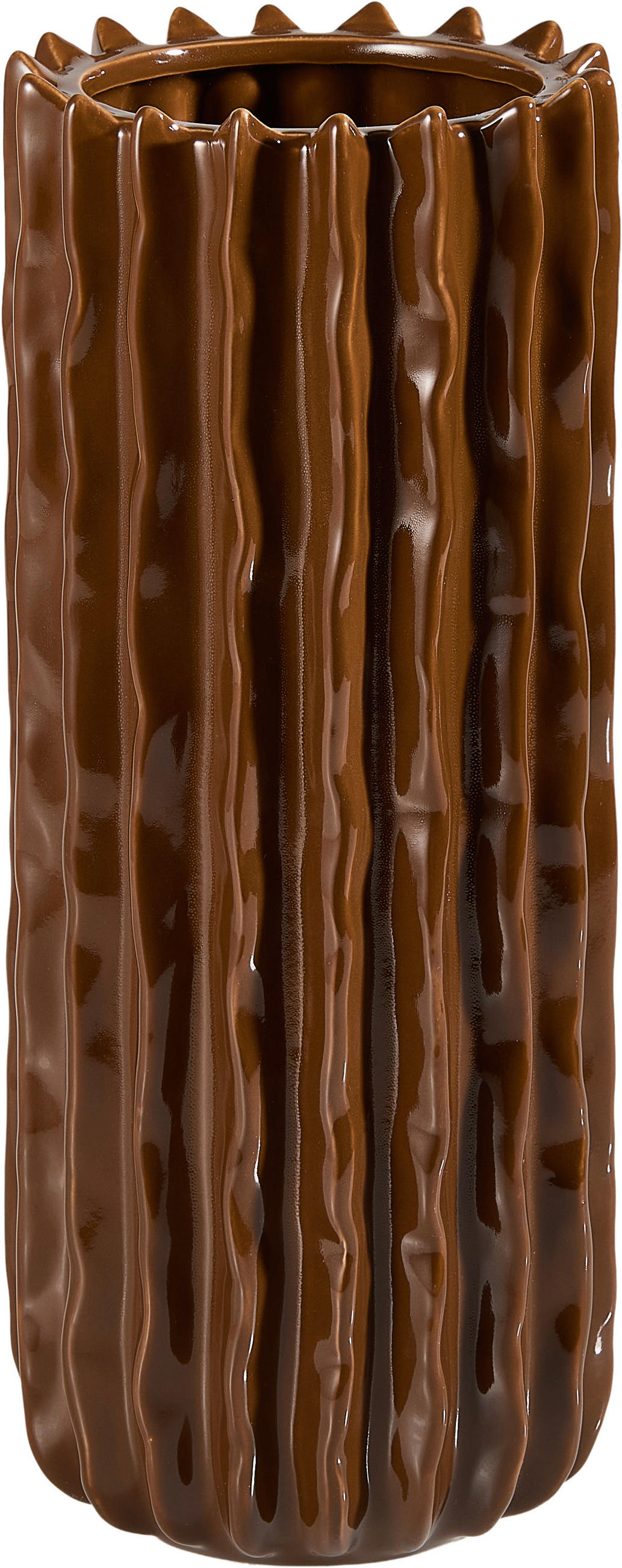 VASE  - Braun, Basics, Keramik (12,5/31cm) - Boltze Home