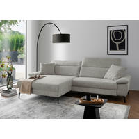 ECKSOFA CANCELLI Beige Struktur Zierkissen, Relaxfunktion  - Beige/Schwarz, KONVENTIONELL, Textil/Metall (178/300cm) - Livetastic