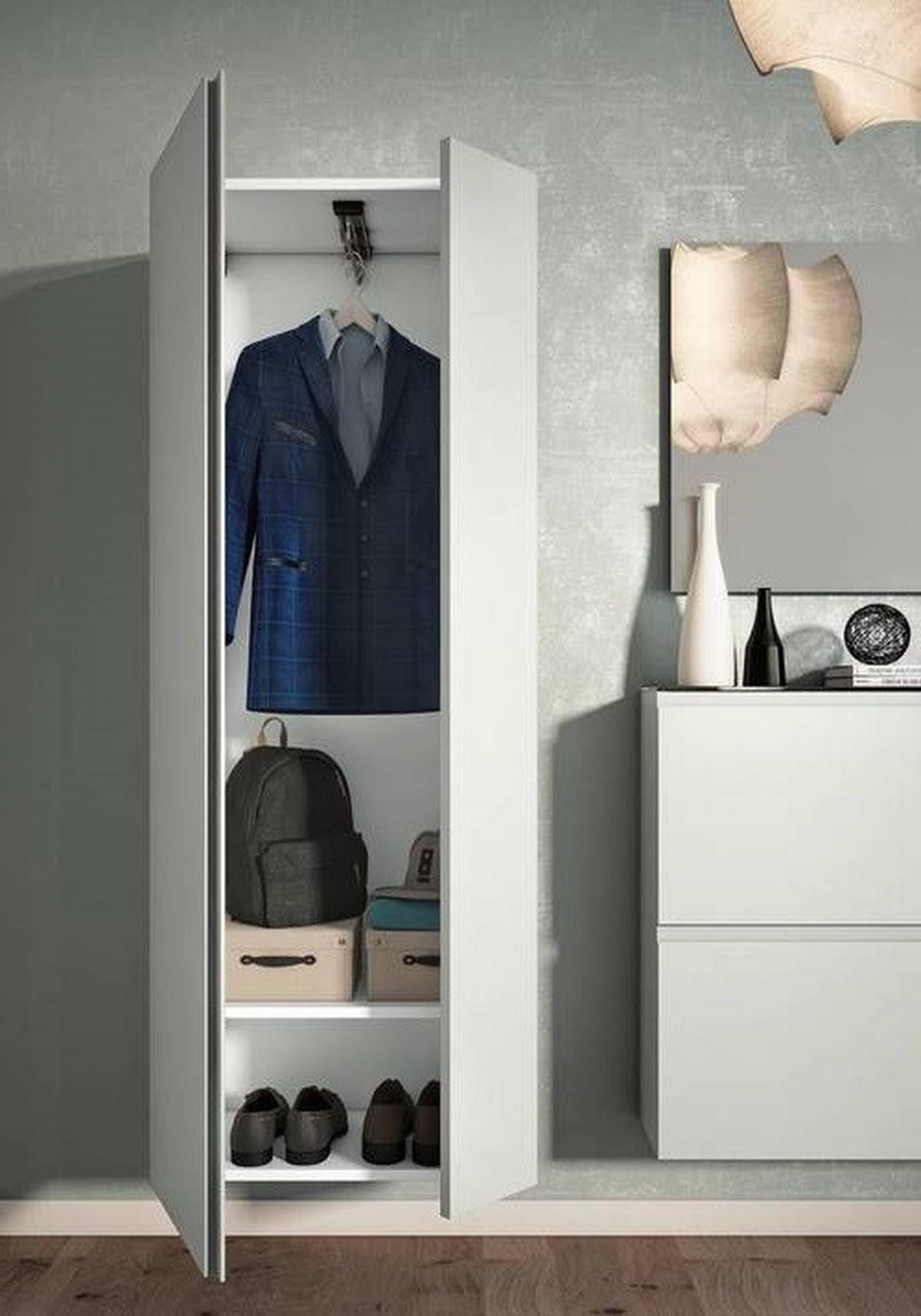 GARDEROBENSCHRANK Gardasee  in 60/179/33 cm  - Anthrazit/Weiß, Design, Holzwerkstoff (60/179/33cm) - Moderano