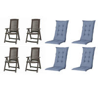 GARTENSTUHL-SET Kunststoff, Textil Blau, Grau  - Blau/Grau, MODERN, Kunststoff/Textil (72/61/110cm) - Gardenson