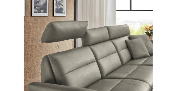 ECKSOFA in Echtleder Hellgrau 300/157 cm - Hellgrau/Schwarz, Design, Leder/Metall (300/157cm) - Dieter Knoll