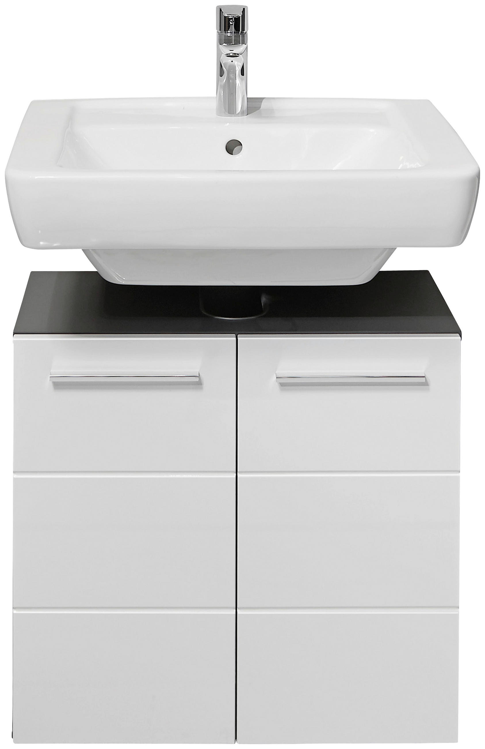SKRINKA POD UMÝVADLO, biela s vysokým leskom, antracitová, 60/62/31 cm - čierna/biela s vysokým leskom, Natur, kompozitné drevo/plast (60/62/31cm) - Xora