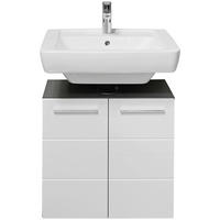 SKŘÍŇKA POD UMYVADLO, vysoce lesklá bílá, antracitová, 60/62/31 cm - barvy stříbra/černá, Natur, kompozitní dřevo/plast (60/62/31cm) - Xora