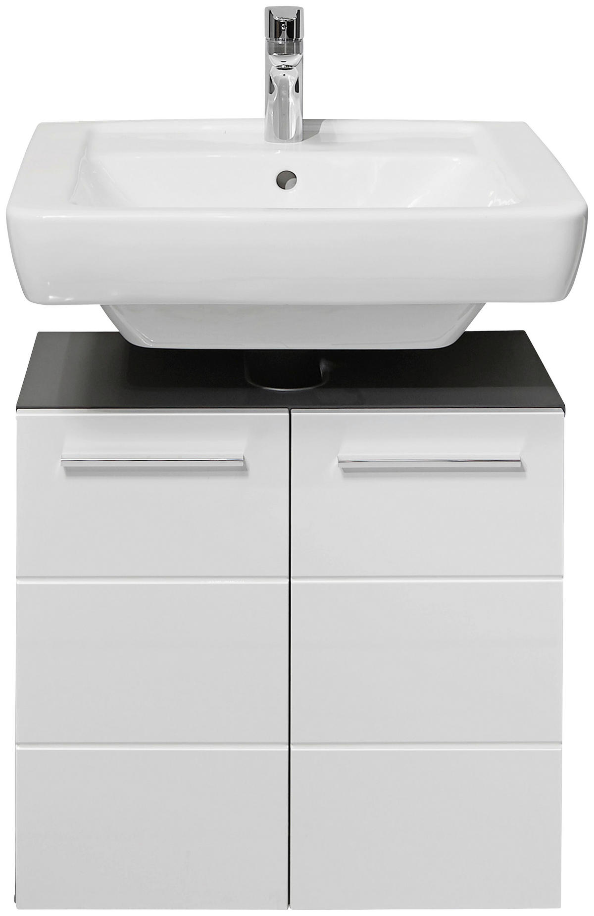 SKŘÍŇKA POD UMYVADLO, vysoce lesklá bílá, antracitová, 60/62/31 cm - barvy stříbra/černá, Natur, kompozitní dřevo/plast (60/62/31cm) - Xora