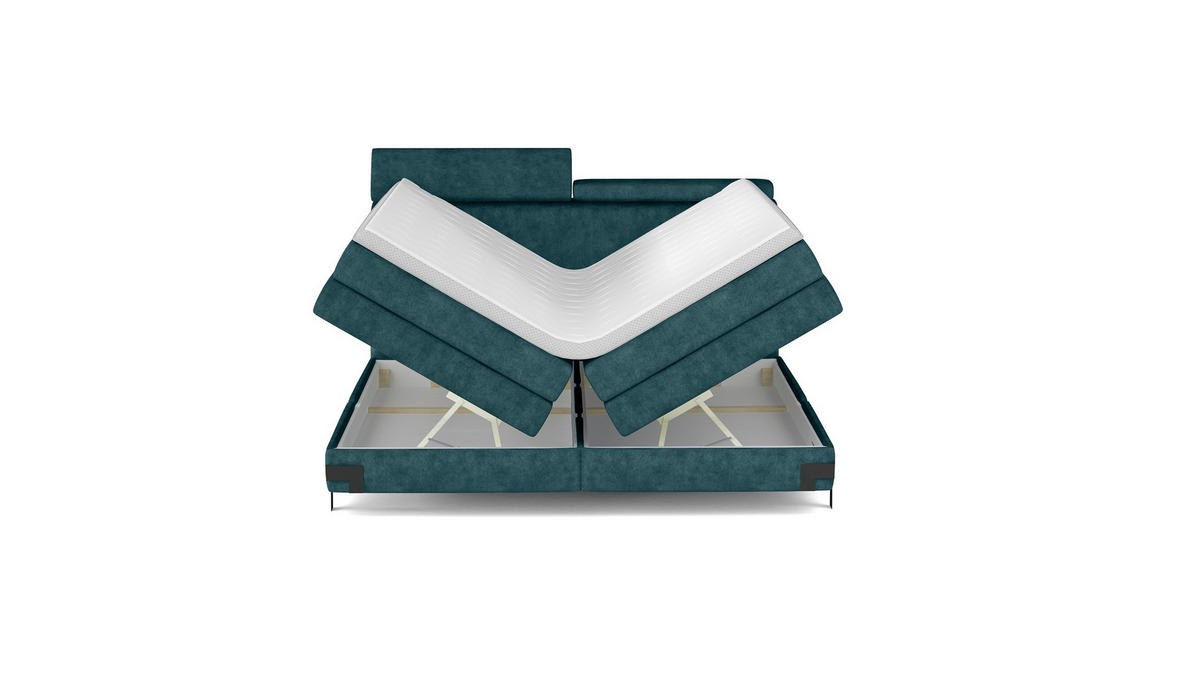 Pat Boxspring, 180/200 cm, verde - verde/negru, Basics, lemn/textil (180/200cm) - Esposa