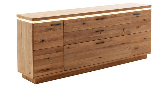 SIDEBOARD  in 210/84/44 cm  - Eichefarben/Anthrazit, Natur, Holz/Holzwerkstoff (210/84/44cm) - Linea Natura