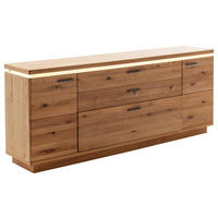 ŠIROKÁ KOMODA, trámový dub, farba duba, 210/84/44 cm - farba duba/antracitová, Natur, kov/drevo (210/84/44cm) - Linea Natura