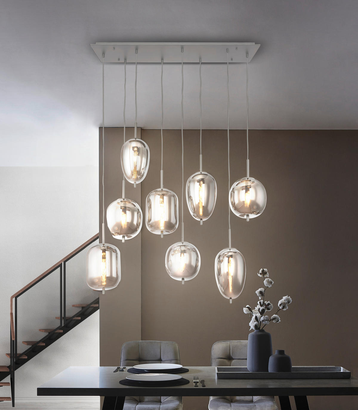 HÄNGELEUCHTE 94/34/120 cm    - Schwarz, Design, Glas/Metall (94/34/120cm) - Dieter Knoll