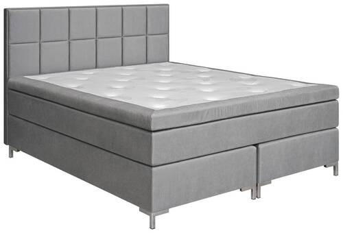 KONTINENTALSÄNG 180/200 cm  i grå, silver  - kromfärg/silver, Klassisk, metall/trä (180/200cm) - Cassando