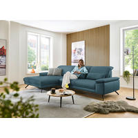 ECKSOFA in Echtleder Blau  - Blau/Schwarz, Design, Leder/Metall (193/332cm) - Dieter Knoll